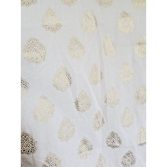 Chico's 3 Cotton Embellished Button Down Blouse Size L White/Gold 3/4 Slv India - Picture 7 of 7